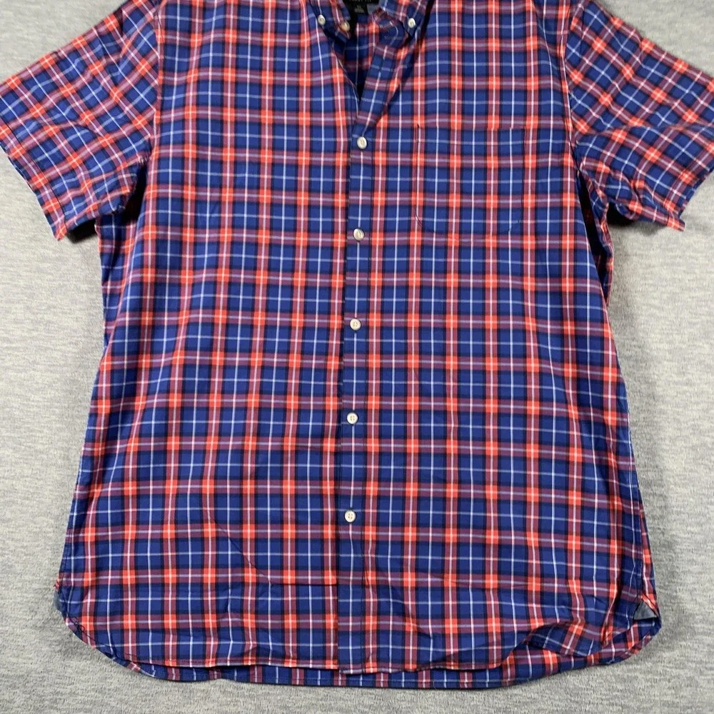 Banana Republic Shirt Mens XL‎ Blue Red Plaid Grant Fit Button-Down Short Sleeve